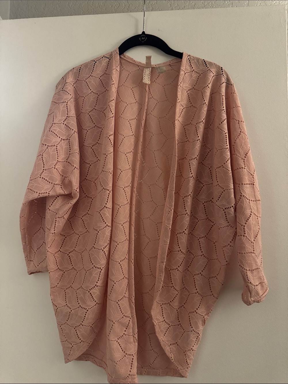 Divided Light Pink Open-Front Eyelet Knit Cardigan